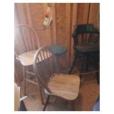 4 Chairs-2 Swiveling Bar Chairs, Metal Stool,Wood