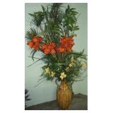 Lg Resin-like Vase 21'H w/ Artificial Floral