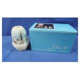 1979 Fenton Hand Painted Vaseline Glass Fair Lamp