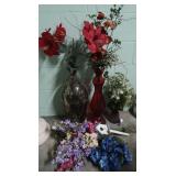 Glass Vases 7,22,&22.5'H w/Artificial Floral