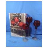 Red Glass Candleholders