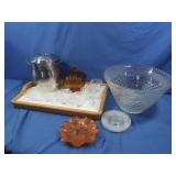 Ice Buckt,AmberGlass Lidded Compote,Bed Tray