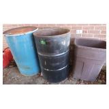 2- 55gal Drums & 1 Trash Can