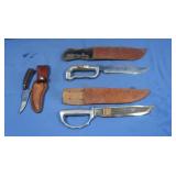3 Knives in Leather Sheaths
