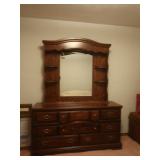 Vintage Wooden Dresser w/ Mirror, 2 pcs,
