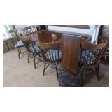 Wooden Dining Table w/2 leaves and 6 chairs-table