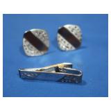 Sterling Cuff Links-Tie Bar Set 17.5gr. TW