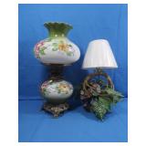 Milk Glass Lamp 20'H and Artificial Floral based