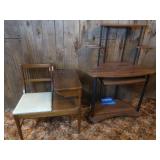 Vintage Wooden Telephone Bench 28x19x31'H &