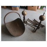 Brass Firewood Basket&Andirons