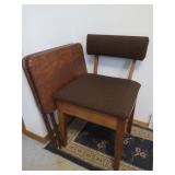 Upholstered chair & 2 tray tables 22.5x14.5x28'H