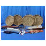 BBQ Grill Tools,Pampered Chef Knife,Wicker Plate