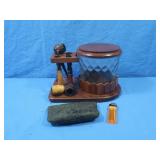 Vintage Wooden Tobacco Pipe Stand &Humidor Set