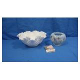 Fenton White Milk Glass Hobnail Bowl and Fenton