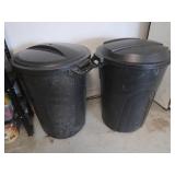 2 Plastic Garbage Cans w/ lids, 28'H