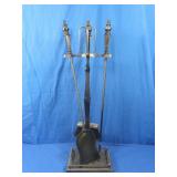 Brass Fireplace Tool Set, stands 31'H