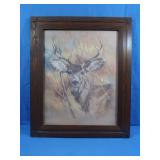 Framed Deer Picture, Signed