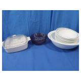 Corelle Bowls,Corning Casserole w/lid,