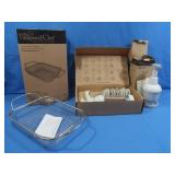 Pampered Chef BBQ Grill Basket,Cookie Press&Food