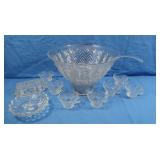 Glass Punch Bowls & Cups,Glass Butter Dish &more