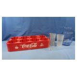 Plastic Coke Crate,Glass Pitcher,Glass Cups