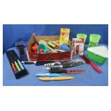 Kitchen Utensils incl Knives,Funnels,Cups &more