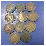 11 Indian Head Pennies-various years