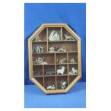 Wooden Octagon Shadow Box w/Miniature Ceramic