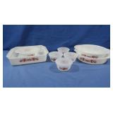 Fire King Fleurette Milk Glass Dishes,8 pcs