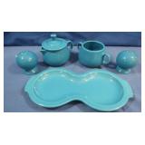 Peacock Blue Fiestaware Coffee Creamer & S&P