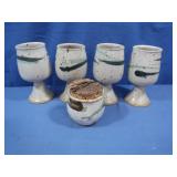 Pottery Goblets &Corked Jar