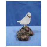 Peter Muller Handcarved White Cardinal on Garnet