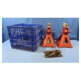 Set 3 Ton Jacks, Stanley #220 Metal Planer, Milk