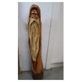 Lg Wooden Carved Bearded Man Statue, 51"
