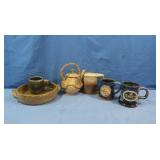 Pottery Dishes-Mugs,Tea Kettle,Bowl &more