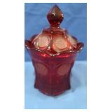Vintage Fostoria Ruby Red Coin Glass Candy Dish