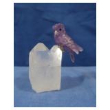 Peter Muller Handcarved Amethyst Bird on Clear