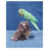 Peter Muller Handcarved Green Quartz Parrot on