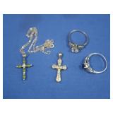 Sterling CZ Ring,Sterling Saph Ring,Sterling Gold