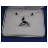 10K Sapphire Ring-Earring-Pendant Set