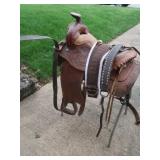 Leather Western Stock Saddle 19.25" Seat w/Girth