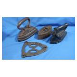 3 Antique Sad Irons (one from Colebrookdale Iron