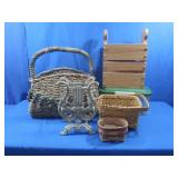 Lg Wicker Basket 17.5x11x18",Wooden Magazine
