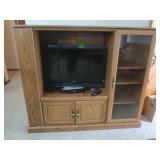 Wooden Entertainment Center 59.5x19.25x51"H, Good