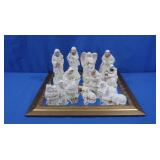 Porcelain Nativity Set w/Wooden Stable
