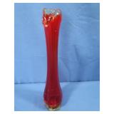 Vintage Viking Amberina Swung Glass Vase 12" Tall