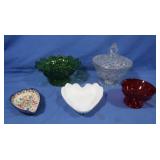 Vintage L.E. Smith "Moon and Stars" Green Compote