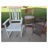 Wood Rocking Chair,3 Tier Metal Plant Stand