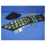 Vintage Girl Scout Sash w/Pins&Badges,Brownie