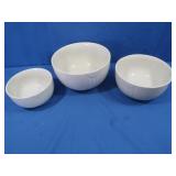 3 Vintage Hall Mixing Bowls, 9",8"(chipped),6"